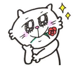 Japanese white cat3 sticker #13794505