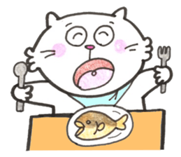Japanese white cat3 sticker #13794506