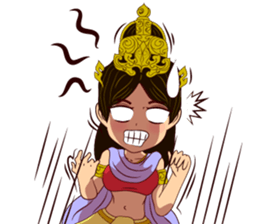 Lai Kanok Cartoon Lady V.Nakee thai/eng sticker #13797025