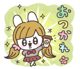 Pigtails girl rabbit sticker #13804377