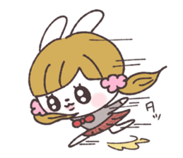 Pigtails girl rabbit sticker #13804394