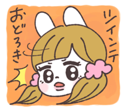 Pigtails girl rabbit sticker #13804395