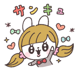 Pigtails girl rabbit sticker #13804397