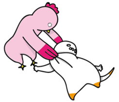 Hen and puss sticker #13819970