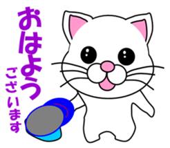 A white cat which is car fun sticker #13821478