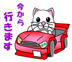 A white cat which is car fun sticker #13821486