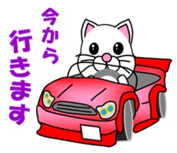 A white cat which is car fun sticker #13821486