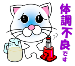 A white cat which is car fun sticker #13821495