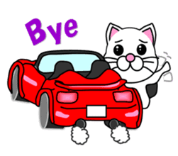 A white cat which is car fun sticker #13821517