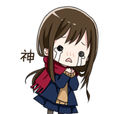 Gagging muffler school girls sticker #13829189