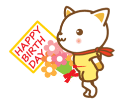 ninja cat haku04 moving!happy birthday sticker #13834065