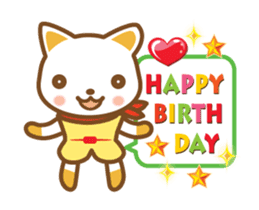 ninja cat haku04 moving!happy birthday sticker #13834076