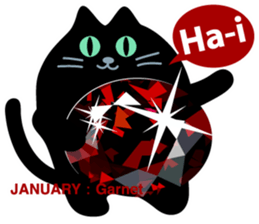 Black cat and Birthstone sticker #13838030