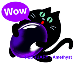 Black cat and Birthstone sticker #13838033