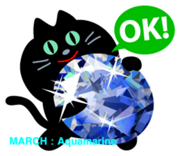 Black cat and Birthstone sticker #13838034