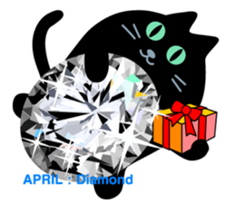 Black cat and Birthstone sticker #13838038