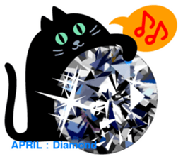 Black cat and Birthstone sticker #13838039