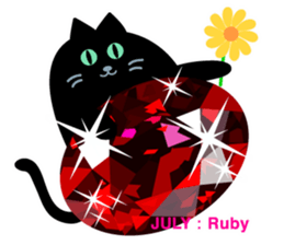 Black cat and Birthstone sticker #13838048