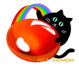 Black cat and Birthstone sticker #13838049