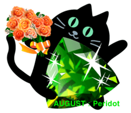 Black cat and Birthstone sticker #13838052