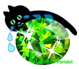 Black cat and Birthstone sticker #13838053