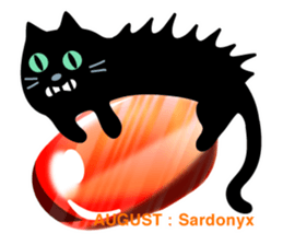 Black cat and Birthstone sticker #13838054