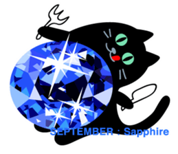 Black cat and Birthstone sticker #13838056