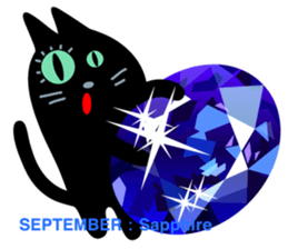 Black cat and Birthstone sticker #13838057