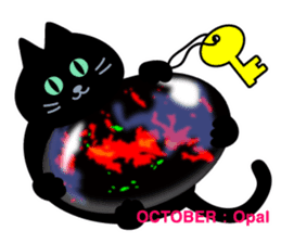 Black cat and Birthstone sticker #13838058