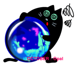 Black cat and Birthstone sticker #13838059