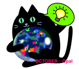 Black cat and Birthstone sticker #13838060