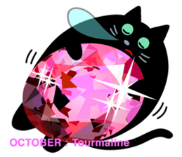 Black cat and Birthstone sticker #13838061