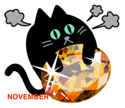 Black cat and Birthstone sticker #13838062