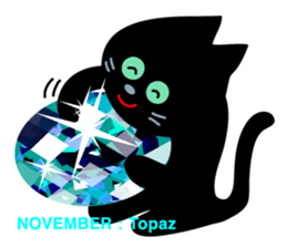Black cat and Birthstone sticker #13838063