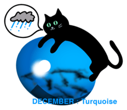 Black cat and Birthstone sticker #13838066