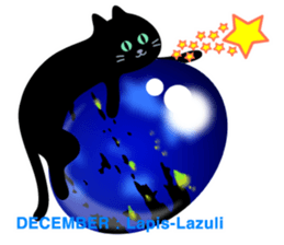 Black cat and Birthstone sticker #13838068