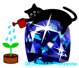 Black cat and Birthstone sticker #13838069