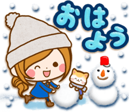 Leisurely a girlfriend .Happy winter sticker #13850314