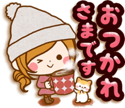 Leisurely a girlfriend .Happy winter sticker #13850318