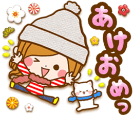 Leisurely a girlfriend .Happy winter sticker #13850344