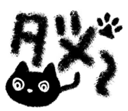 Very cute crayon black cat sticker #13914820