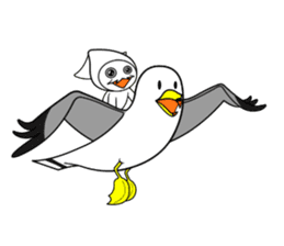 Squid and Black-tailed gull sticker #13914992