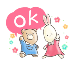 Cute bear and rabbit 9 by Torataro sticker #13928274