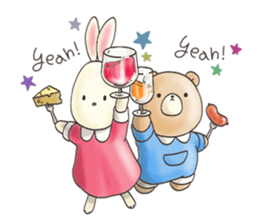 Cute bear and rabbit 9 by Torataro sticker #13928287