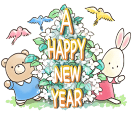 Cute bear and rabbit 9 by Torataro sticker #13928293