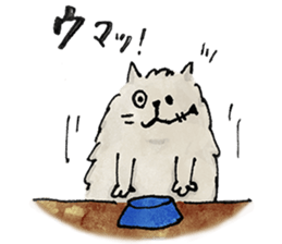 Lazy fluffy chinchilla cat "Wataro" sticker #13949349