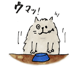 Lazy fluffy chinchilla cat "Wataro" sticker #13949349