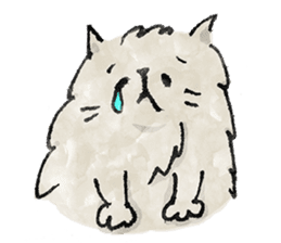 Lazy fluffy chinchilla cat "Wataro" sticker #13949356