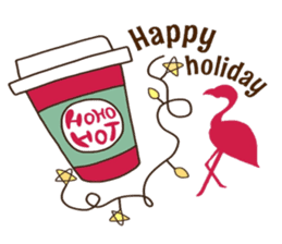 Pink Flamingo Winter version sticker #13953406