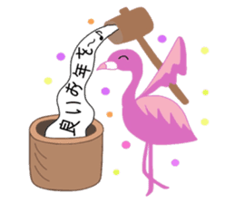 Pink Flamingo Winter version sticker #13953414